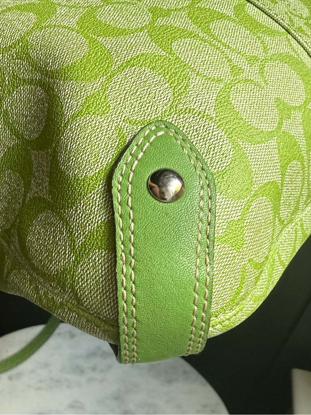 Y2K Vintage Coach Signature Stripe
Chelsea Hobo Bag F14476 Lime Green - Picture 10 of 10